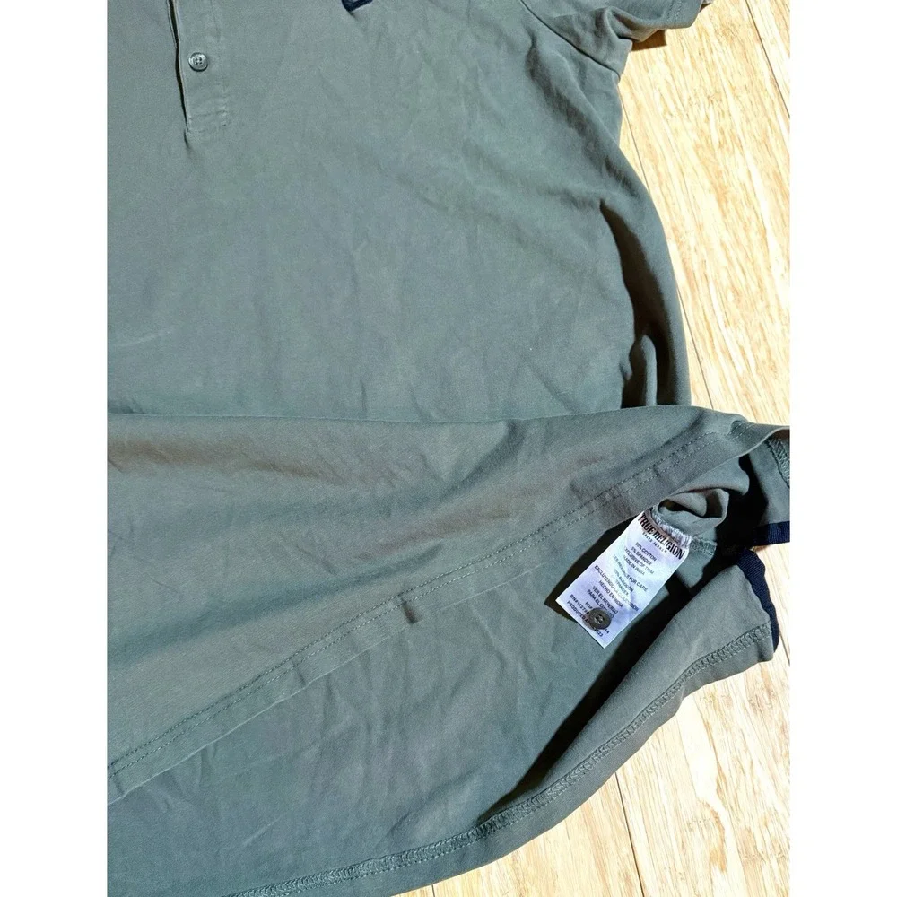 True Religion Polo Shirt Army Green Men's Size XL With Left Embroidered Logo $79